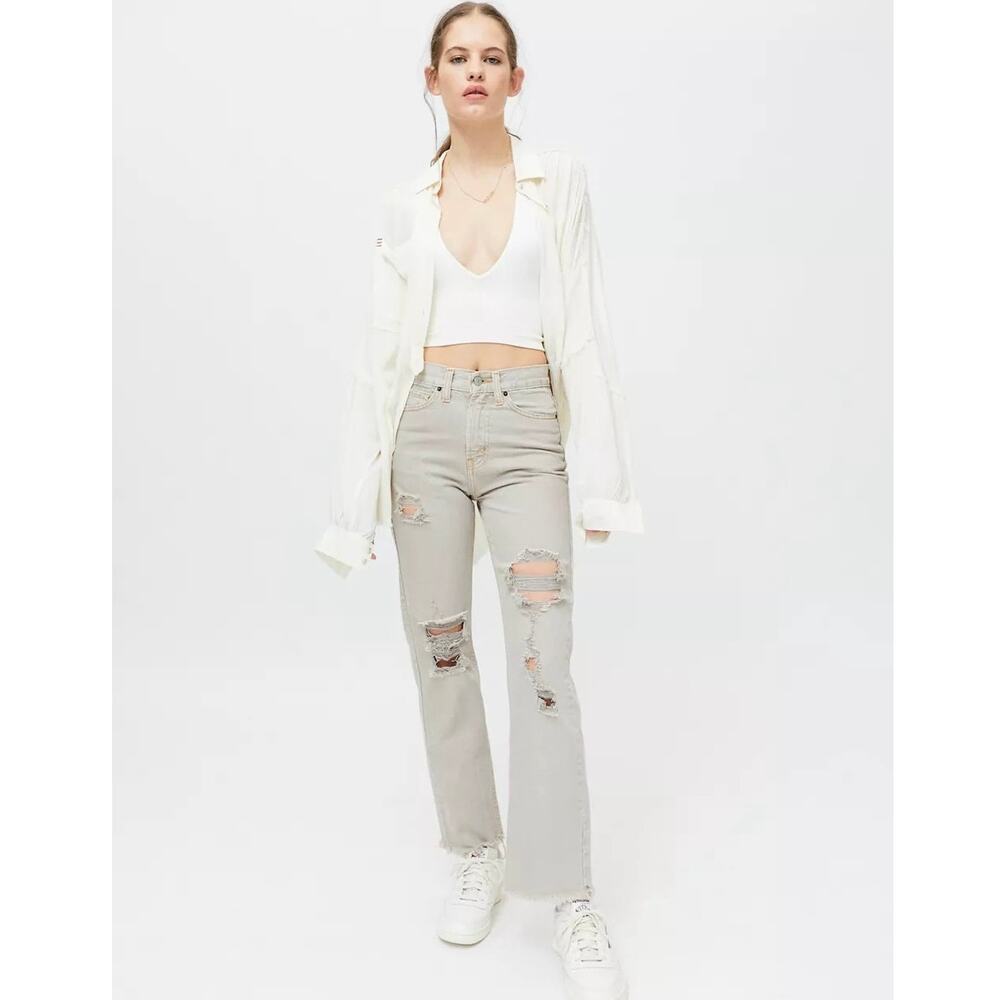 NWT BDG High-Waisted Cowboy Jean Destroyed Sand Size 28 Urban Outfitters